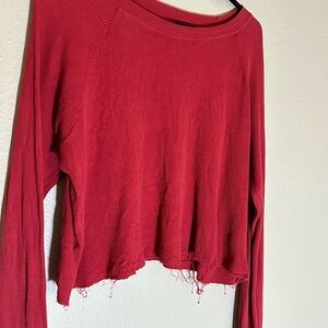 Brandy Melville pastel red waffle knit long sleeve